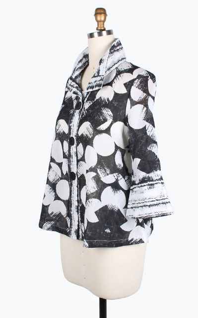 DAMEE BRUSHED DOTS SHORT JKT- 4815-BLK