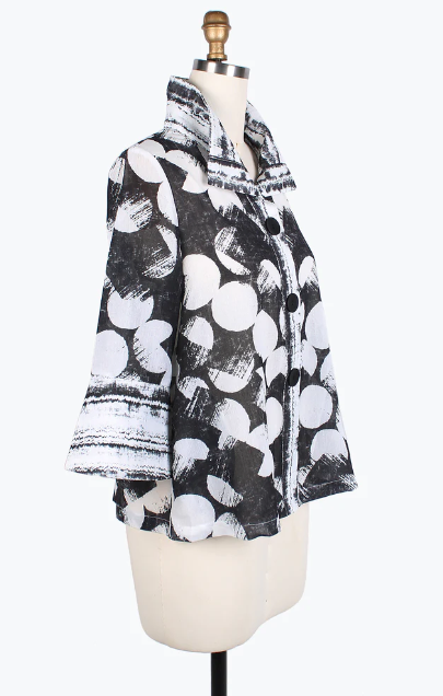 DAMEE BRUSHED DOTS SHORT JKT- 4815-BLK