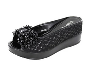 Helens Heart Beaded Bow Slide Shoe - 8127-25 BLACK