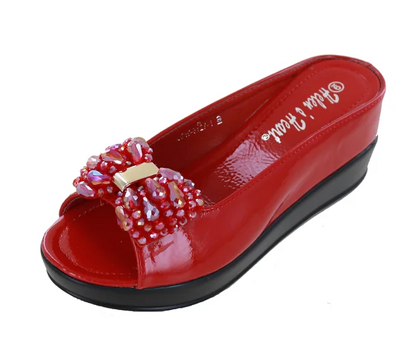 Helens Heart Party Bow Slide Shoe - 8127-50 RED