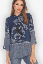 Citron "True Blue Shibori" Silk Blouse - 1213TBS
