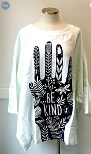 CL10-7102-A / BE KIND OVER-SIZED SOFT COTTON SHIRT -ONE SIZE