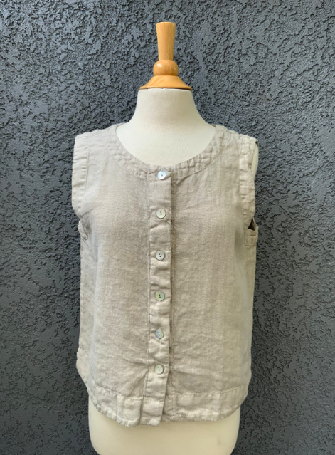 Cut Loose Solid Linen Vest - 4405873