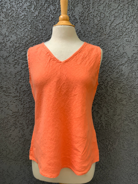 Cut Loose Solid Linen V-Neck Bias Tank - 4405103