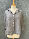 Cut Loose Solid Linen Hi-Low Crop Shirt - 4406644Sp