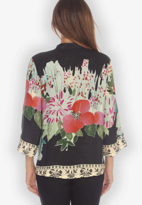 Citron "Hand Painted Flower" Silk Blouse - 1213HPF