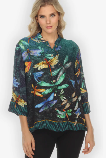 Citron "Colorful Dragonfly" Silk Blouse - 1213CD