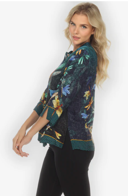 Citron "Colorful Dragonfly" Silk Blouse - 1213CD