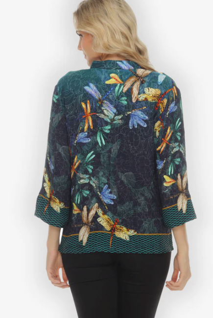 Citron "Colorful Dragonfly" Silk Blouse - 1213CD