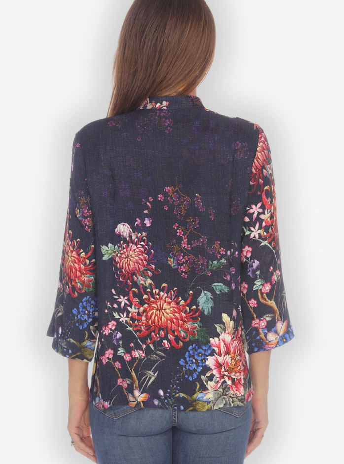 Citron "Colorful Fall Flowers" Silk Blouse - 1213CFLF