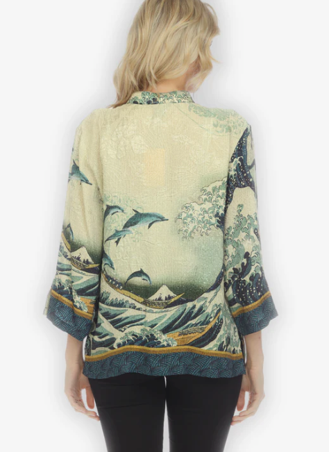 Citron "Japanese Wave" Silk Blouse - 1213JW
