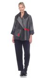 Moonlight Shawl-Collar Contrast Print Jacket in Grey - 2110-GRY