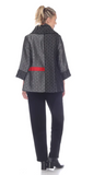Moonlight Shawl-Collar Contrast Print Jacket in Grey - 2110-GRY