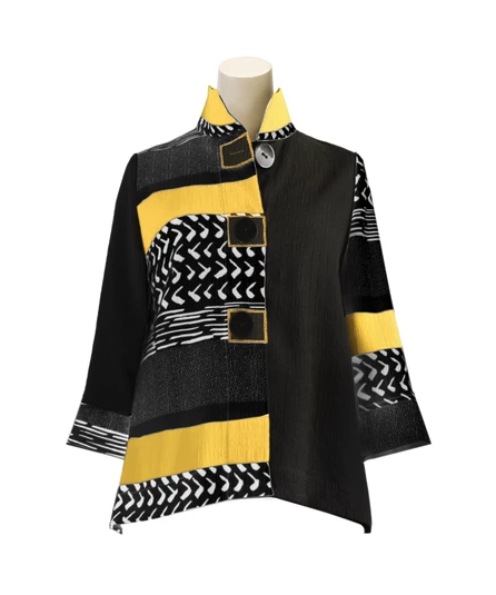 Moonlight Mixed-Media Button Front Jacket - 2842-MUS
