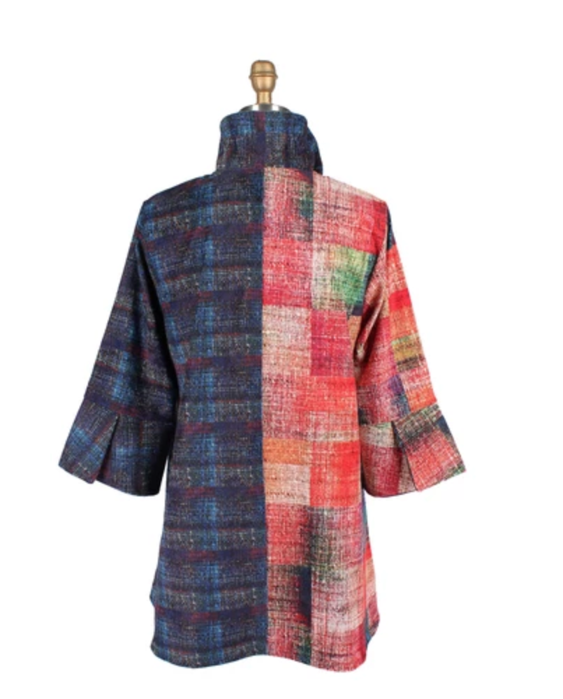 Damee NY Mixed-Print Corduroy Button Patch Jacket in Multi - 4593