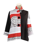 Moonlight Mixed-Media Button Front Jacket - 2842-RED