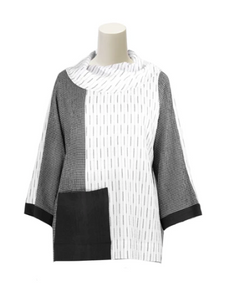 NEW - Moonlight By Y&S Mixed-Print Cowl Neck Tunic - 2804