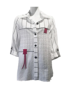 NEW - Moonlight Mix Stripe & Check Button Front Shirt - 2553-WB